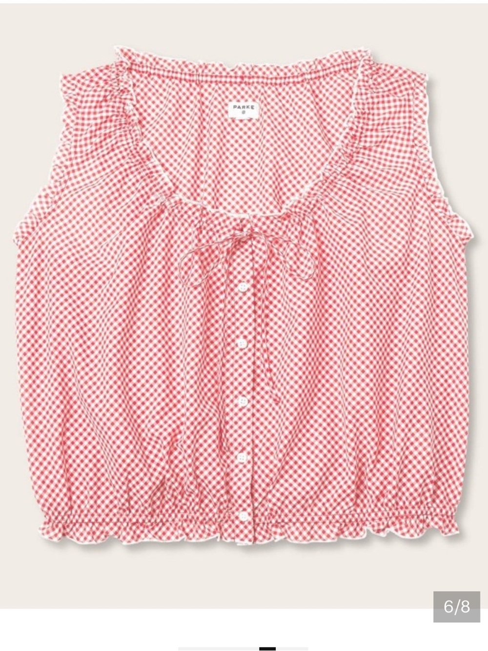 Parke x Target Red Gingham Shell Tank Top - Picture 3 of 4